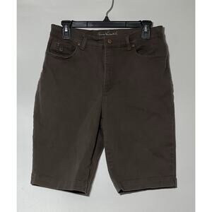 Bermuda Shorts Slimming Size 10 Embroidered Rhinestones Brown Y2K Goblincore